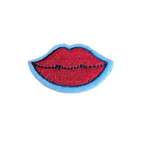 Red Lips Embriodered Fabric Patch Iron Sew On Glue On Patch