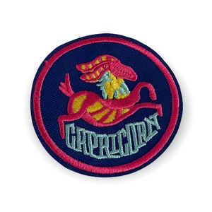 Vintage Round Capricorn Zodiac Patch Fabric Embroidered Patch Iron On Sew On