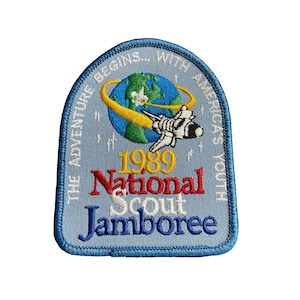 Vintage 1989 National Scout Jamboree The Adventure Begins With America&#39;s Youth Sew On Iron On Glue On Retro 1980s Embroidered Fabric Patch