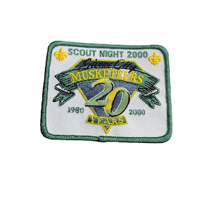 Vintage 2000 Scout Night Sioux City Musketeers 20 Years Junior Hockey League Retro Patch Fabric Embroidered Iron On Sew On Glue On Patch