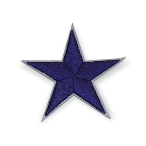 Satin Purple Star Stitched Fabric Patch Iron on Sew on