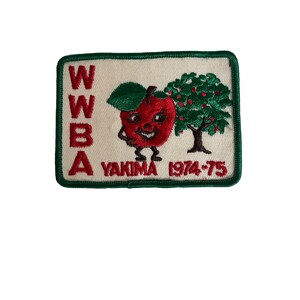 Vintage Patch WWBA Yakima 1974-75 Retro Square Fabric Embroidered Iron On Stitch On Glue On Patch