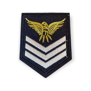 Navy Blue White Petty Officer First Class Military Uniform Fabric Embroidered Iron On Sew On Patch
