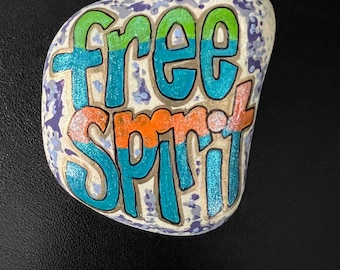 FREE SPIRIT Art Rock, kindness, Unique inspirational stone, memorial rock, One of a Kind, personalized
