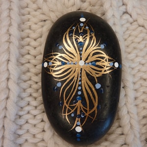 CROSS rock, garden stone,  inspirational memorial rock sympathy stone personalized kindness pocket stone