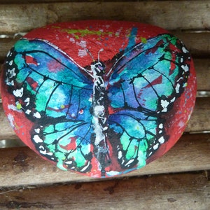 BUTTERFLY Rock, Memorial visitation stone, Inspirational Kindness Stone,  Hand Painted Personalized