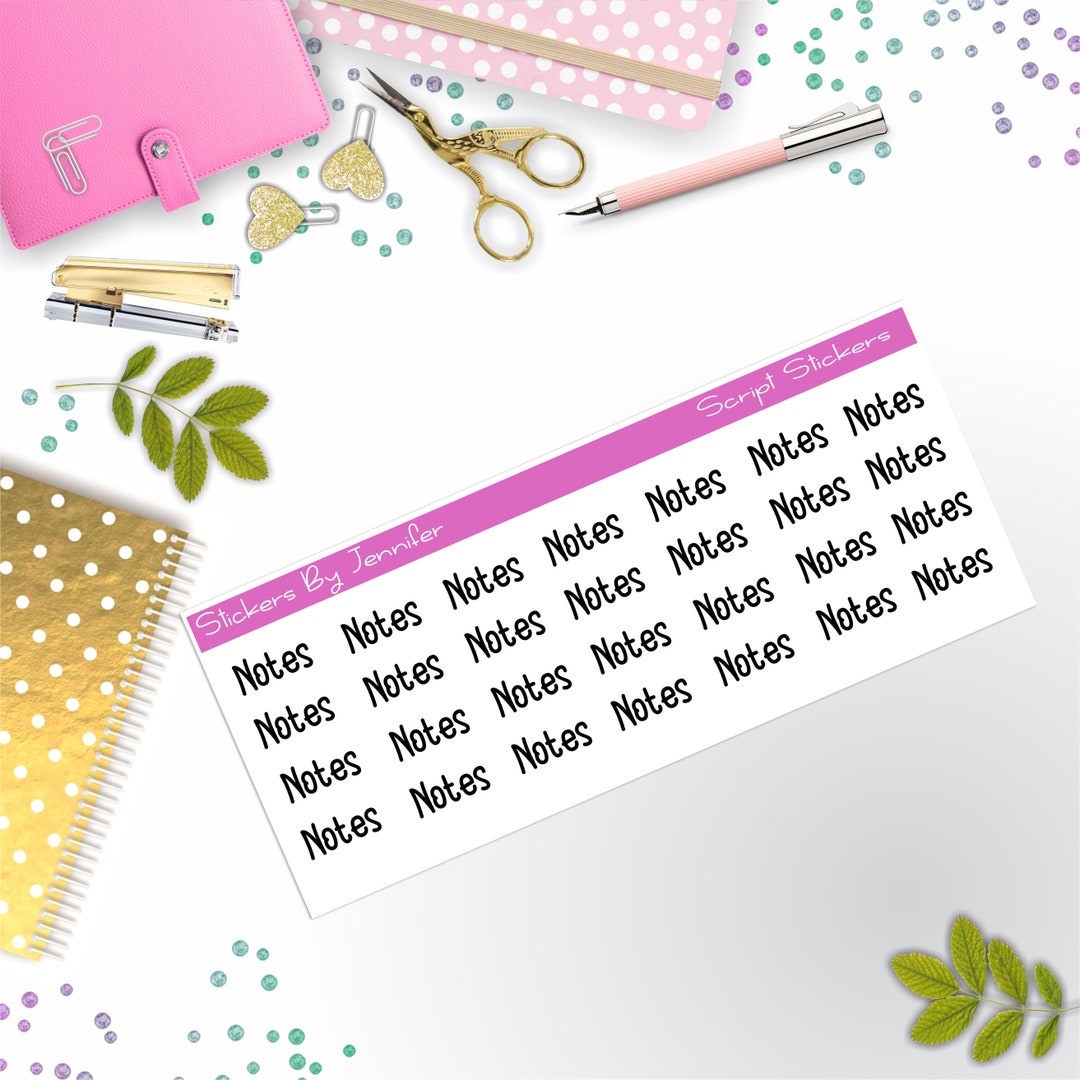 Notes Script Stickers Typography Stickers Planner Stickers - Etsy