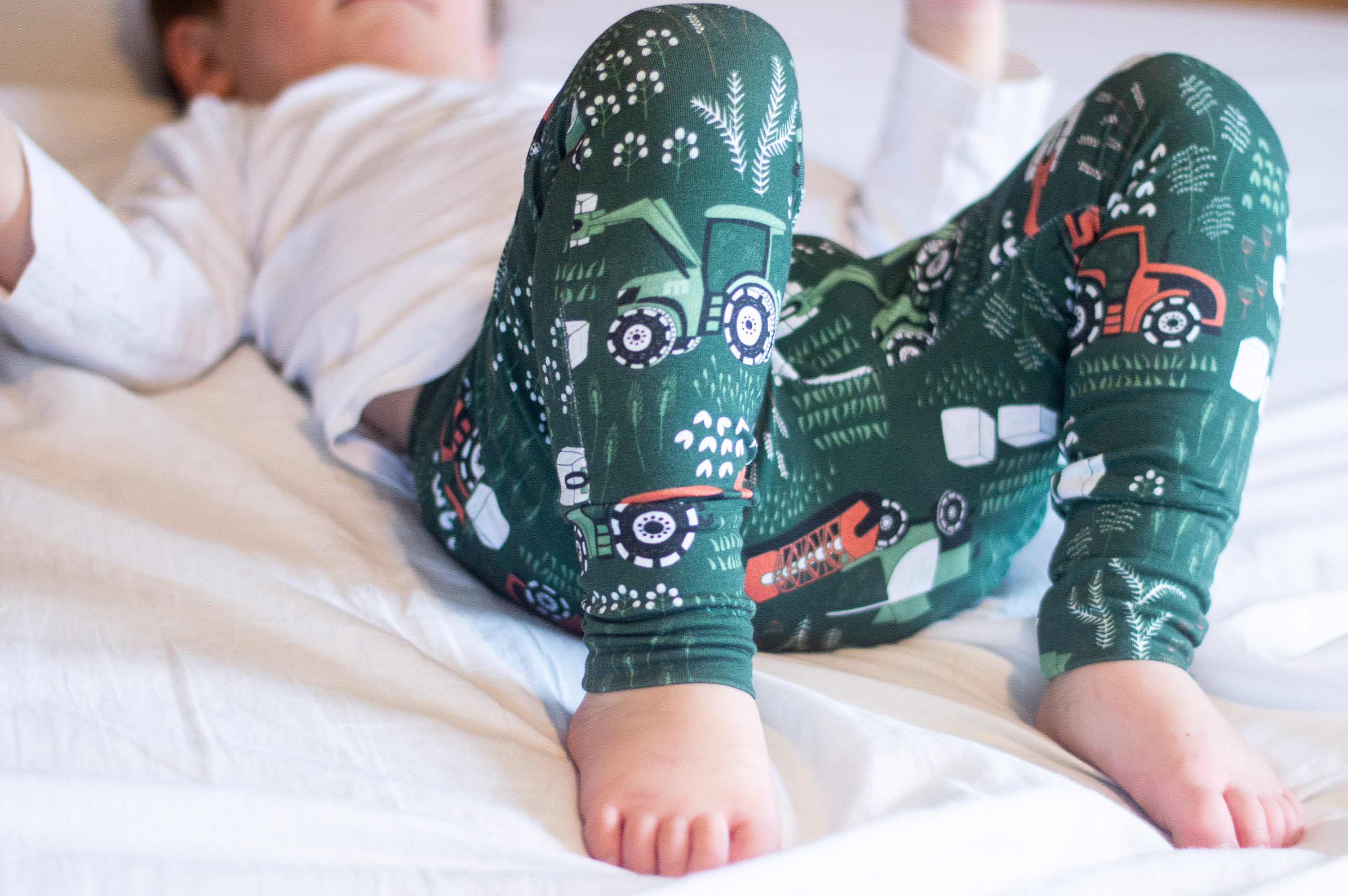 Tractor Leggings, Farm Leggings, Combine Harvester Leggings, Green Leggings, Boy Leggings, Girl Leggings, Unisex Leggings, Organic Leggings