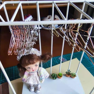 Metal Doll clothes hangers , blythe furniture, miniature doll hanger. image 4