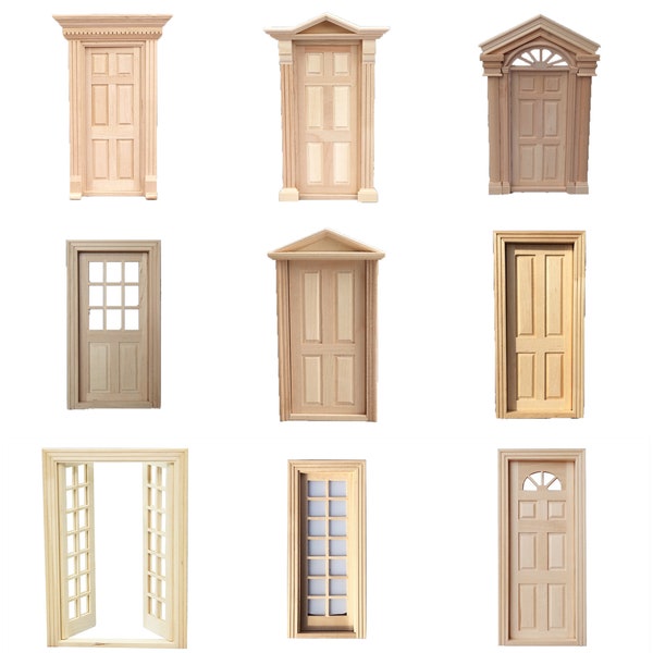 1/12 scale dollhouse doors DIY Dollhouse minitures Unfinished doors