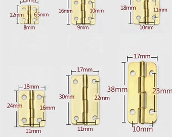 10 mini charnières avec 40 clous et vis, jeu de charnières pour boîte à bijoux, charnières artisanales, jeu de charnières avec épingles, charnières pour produits miniatures