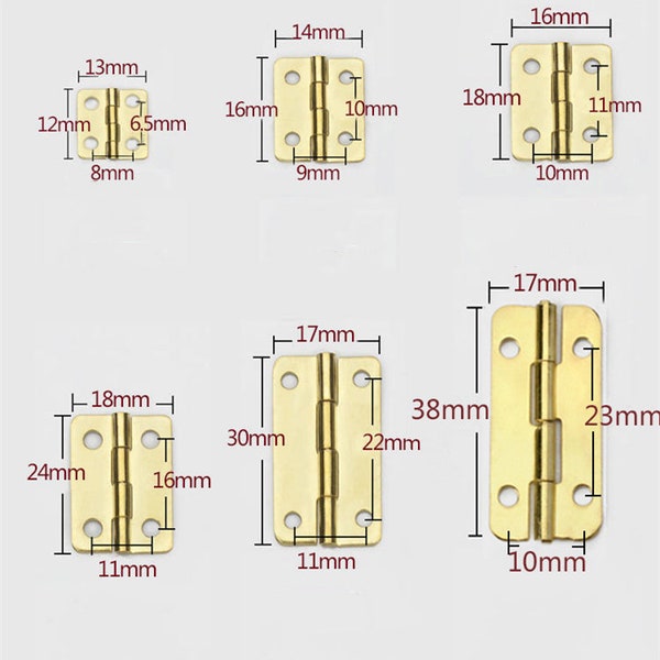 10 Stück Mini Scharniere mit 40 Stück Nägel Schrauben Set Schmuckschatulle Scharniere, Bastelscharniere, Scharniersatz mit Stiften, Scharniere für Miniaturprodukte