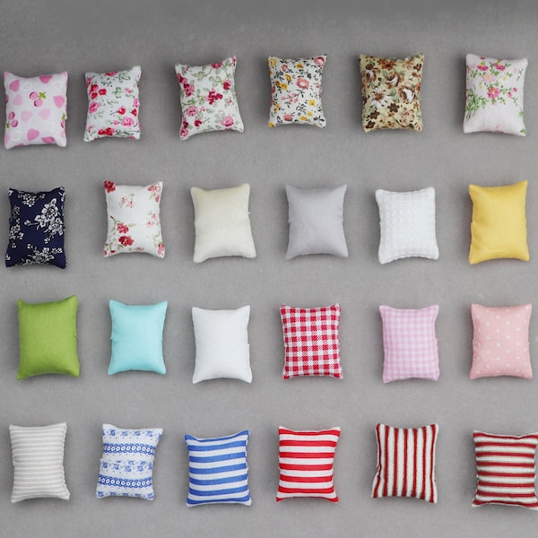 5PCS/SET miniature Pillow for dollhouse, 1/12 scale Pillow Cushions For Sofa Couch Bed For DollHouse, Dollhouse throw pillow