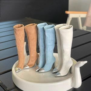 1/6 scale Leather straight boots for Blythe Doll  ob24  ob22  doll shoes