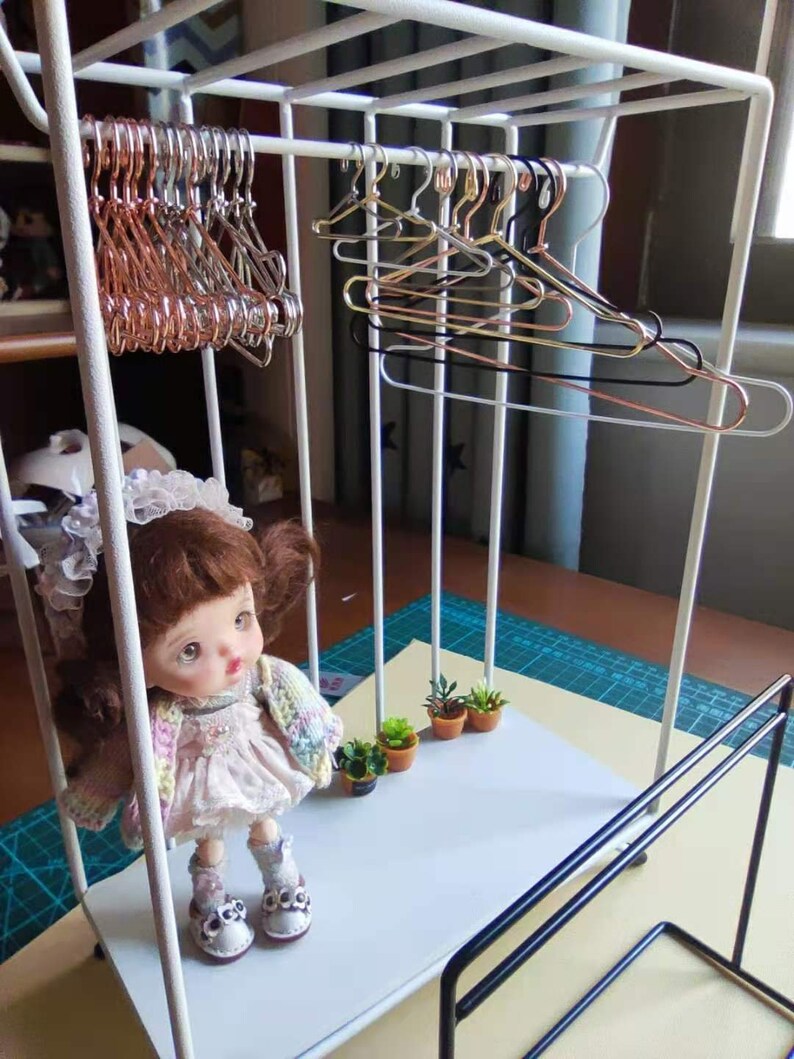 Metal Doll clothes hangers , blythe furniture, miniature doll hanger. image 5