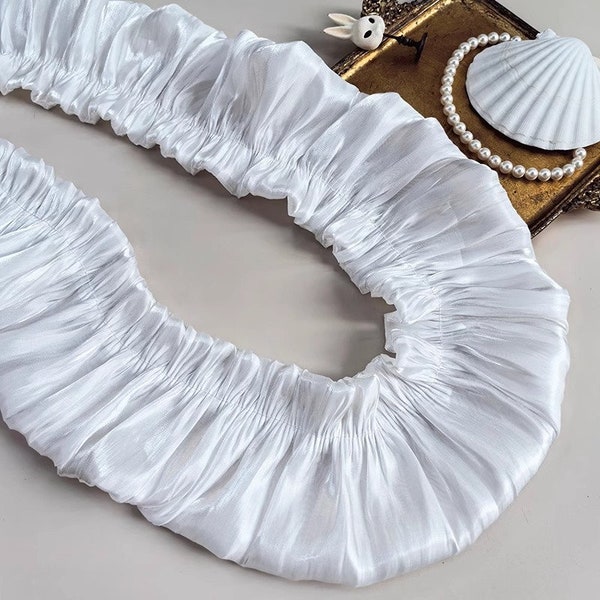 Dentelle plissée en satin de cristal double couche à paillettes super douces, accessoires faits à la main pour ourlets de vêtements, jupes, vêtements de bébé et rideaux