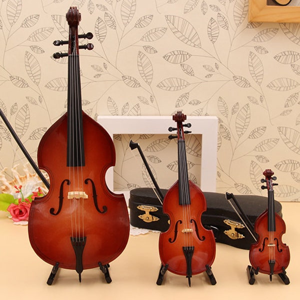 Miniature Double Bass Miniature Musical instrument model Dollhouse miniatures Photography prop