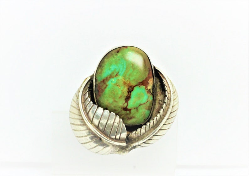 Vintage Sterling Silver /& Carico Lake Turquoise Estate Feather Ring