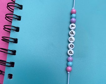 Personalised bookmark, teacher gift, bookmark,book thong, personalised childrens, reading gift, book lover, stocking filler, beaded bookmark