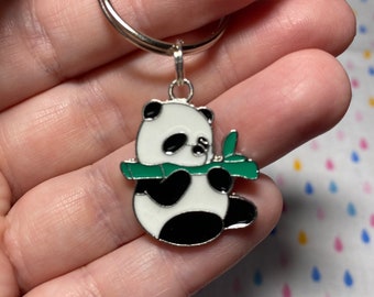 Panda keyring, panda keychain, uk seller, penguin gift, stocking filler, gift for her, birthday gift, silver key ring, zoo gift