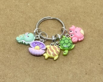 Fish keyring, under the sea keyring, turtle keyring, crab, shell keyring, beach keyring