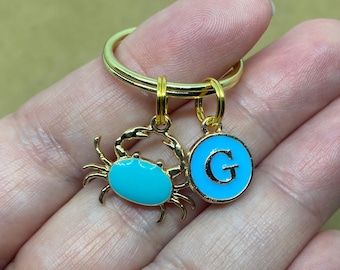 Crab keyring, crab keychain, summer keyring, ocean key chain, beach keyring, travel gift