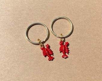 Lobster keyring, lobster keychain, zipper pull, nautical, seaside, ocean key ring, beach theme, teacher gift, stocking filler