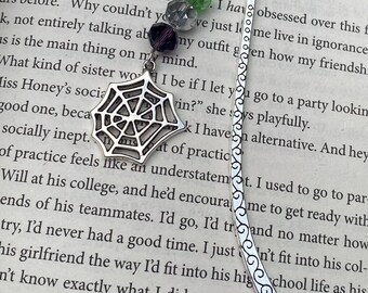 Spiderweb bookmark, emo bookmark, horror bookmark, halloween bookmark, bookish, book accessories,