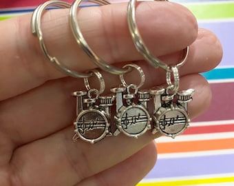 Drums keyring, music keychain, drum kit gift, uk seller, musical keychain, music gift, musician gift, valentines