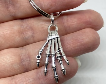 Hand keyring, skeleton keychain, uk seller, skeleton hand keychain, gothic accessories, halloween
