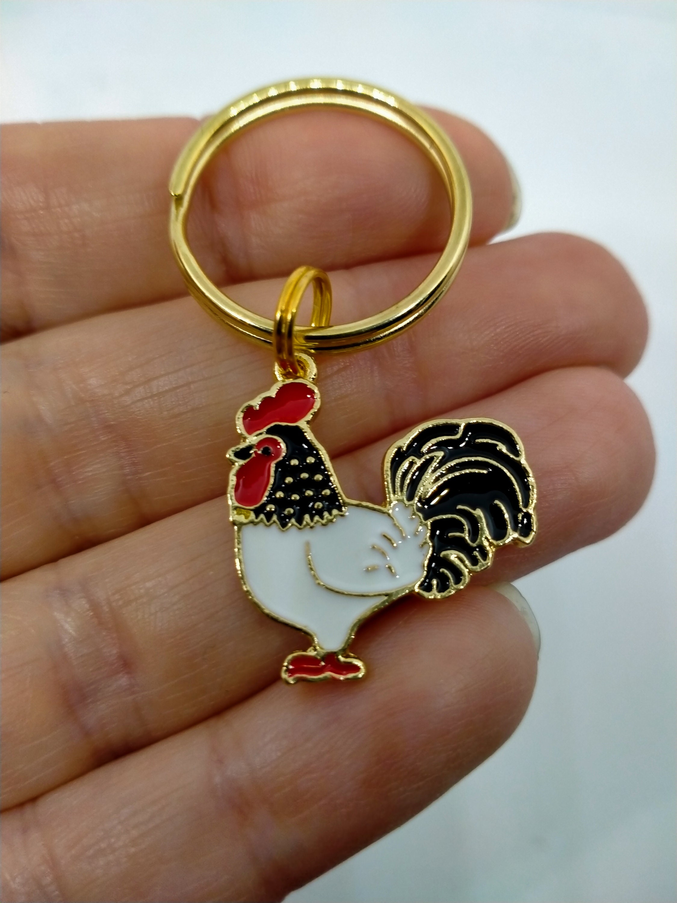 Cockerel Keyring, Chicken Keyring, Keychain, Uk Seller, Animal Keyring ...