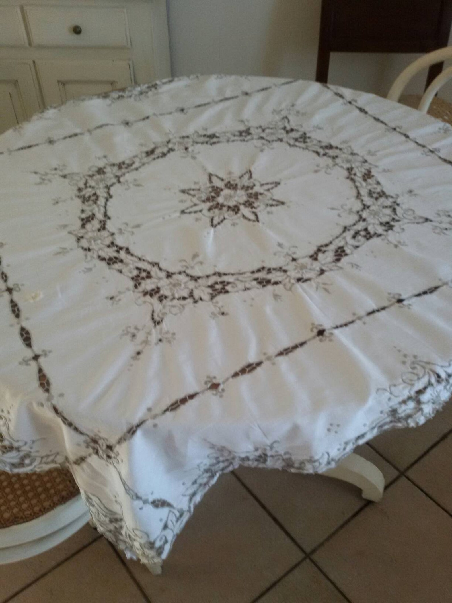 Antique Tablecloth covered tablecloth in whitebottomed Etsy