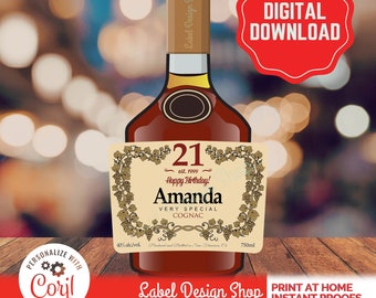 PRINTABLE 1L Birthday Custom Label, Cognac Style Custom Label, Personalized Cognac Label, Liquor Labels