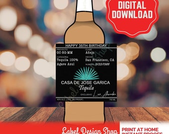 PRINTABLE 375ML Custom Tequila label, Custom Anejo Label, Tequila Custom Label, Birthday Bottle label, Tequila Party, Liquor Labels