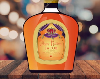 Personalized Crown PEACH Label, Crown Royal PEACH Label, Crown Royal Birthday Label, Groomsman gifts, Liquor Labels