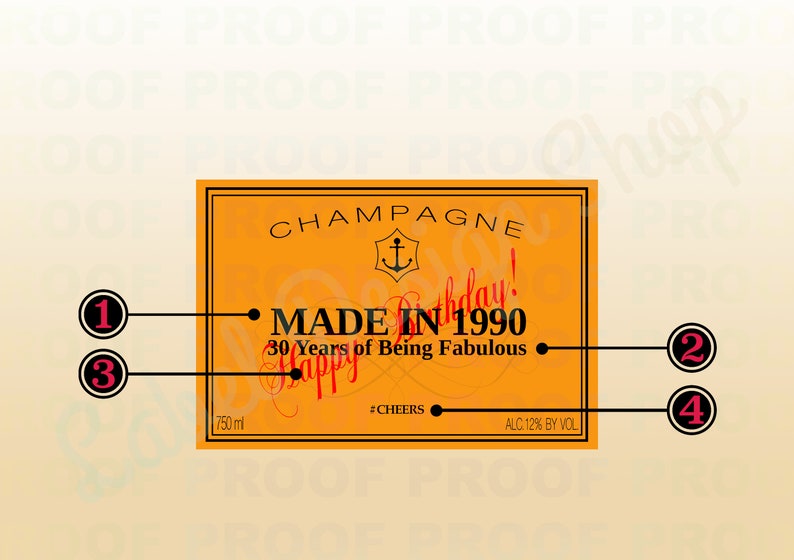 Champagne Birthday Label, Personalized Champagne Label, Champagne Gifts, Birthday label for Alcohol, Congratulations labels, Liquor Labels image 2