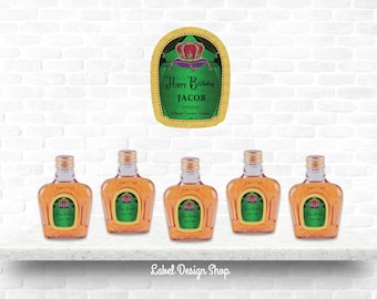 Mini Crown Royal Apple label, Mini Crown Label, Whiskey Custom Label, Mini Birthday Shot, Mini Party Favors, Mini Wedding Favors