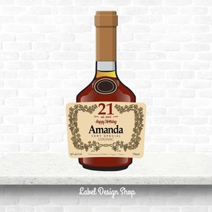 Birthday Custom Label, Cognac Style Custom Label, Personalized Cognac Label, Liquor Labels