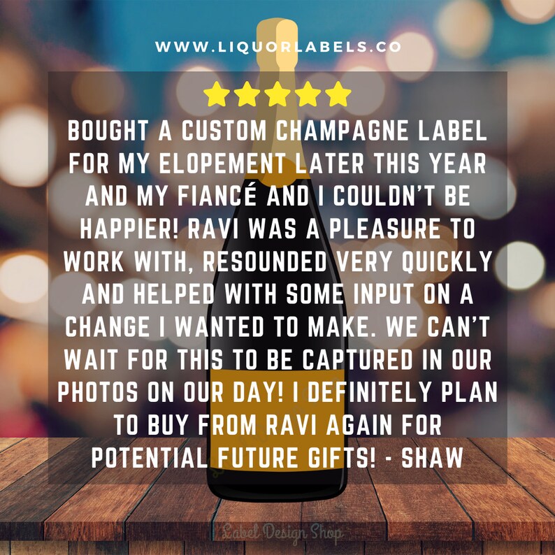 Champagne Birthday Label, Personalized Champagne Label, Champagne Gifts, Birthday label for Alcohol, Congratulations labels, Liquor Labels image 5