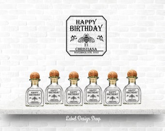 Mini Patron label, Mini Patron, Tequila Custom Label, Mini Birthday Shot, Mini Party Favors, Mini Wedding Favors, Liquor Labels