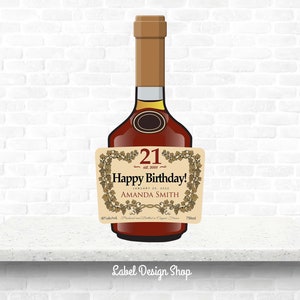 Birthday Custom Label, Cognac Style Custom Label, Personalized cognac Label, Liquor Labels