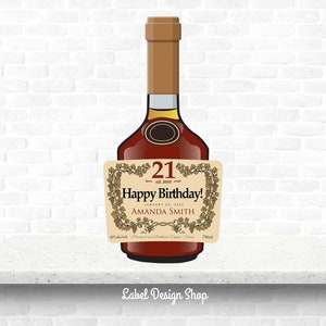 birthday custom label cognac style custom label personalized etsy