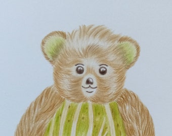 Immagine per bambini, l'orso pungiglione, l'immagine dell'orso, il disegno dell'orso, l'immagine della stanza dei bambini, il muro appeso per i bambini, il regalo per bambini, l'orsacchiotto, l'orso dipinto,