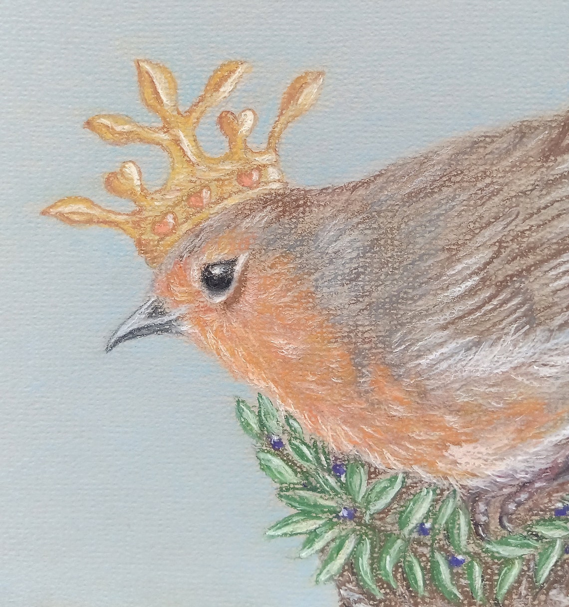 Pastel Crayon Painting Robin Robin Picture Robin Bird of Etsy