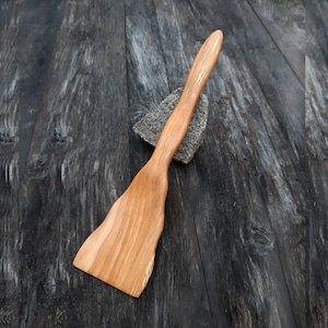 Wooden cooking spatula BIG Small Hand carved spoon of alder wood Handmade organic Rustic country style 3