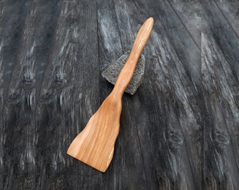 Espátula de cozinha de madeira GRANDE Pequena Colher esculpida à mão de madeira de amieiro Artesanal orgânica Rústica estilo country 3