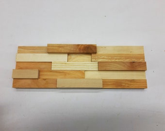 Wooden wall tile Wood panel mosaic 3d Wall art tiles Wooden wall cladding Decor