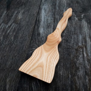 Large wooden cooking spatula Big Hand carved spoon of ash Hard wood Handmade organic Rustic country style 2