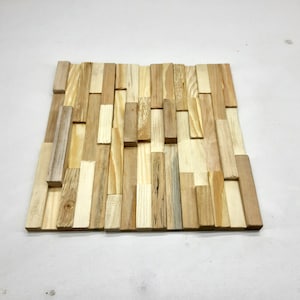 Wooden wall tile Restored tree Wood panel mosaic 3d Wall art tiles Wooden wall cladding Decor aged tree
