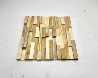 Wooden wall tile Restored tree Wood panel mosaic 3d Wall art tiles Wooden wall cladding Decor aged tree